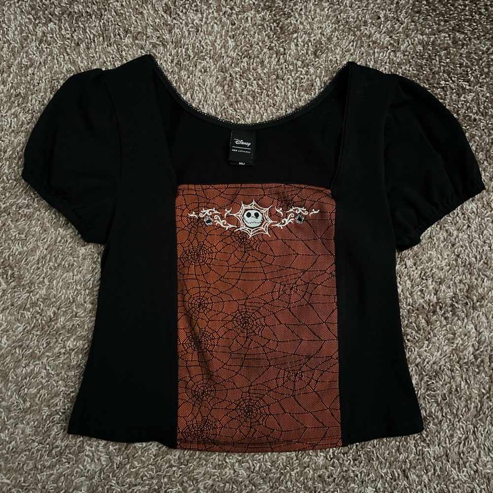 The Nightmare Before Christmas Jack Skellington Black and Orange Crop Top